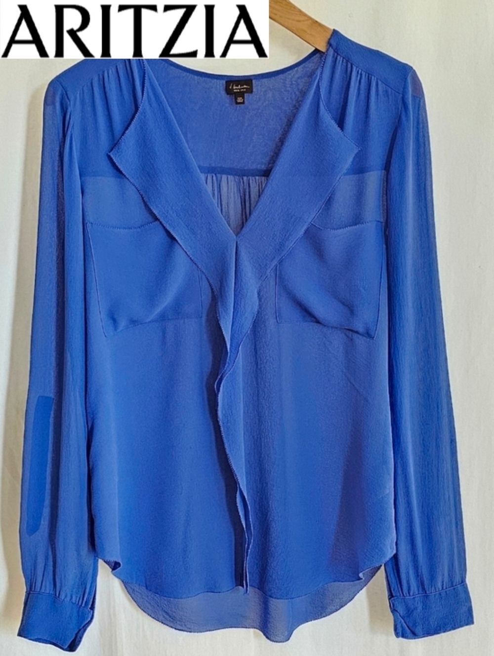 Aritzia Babaton Blue Silk Finley Blouse - Picture 2 of 16